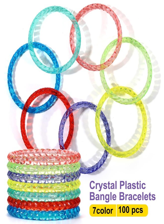 Marsui 100 Pack Crystal Plastic Bangle Bracelets for Toddler Kids Ages 2-8 Baby Bangles Wristbands Assorted Bright Neon Colors Bracelets Fun Party Favors Gifts for Carnival Boys Girls - Image 4
